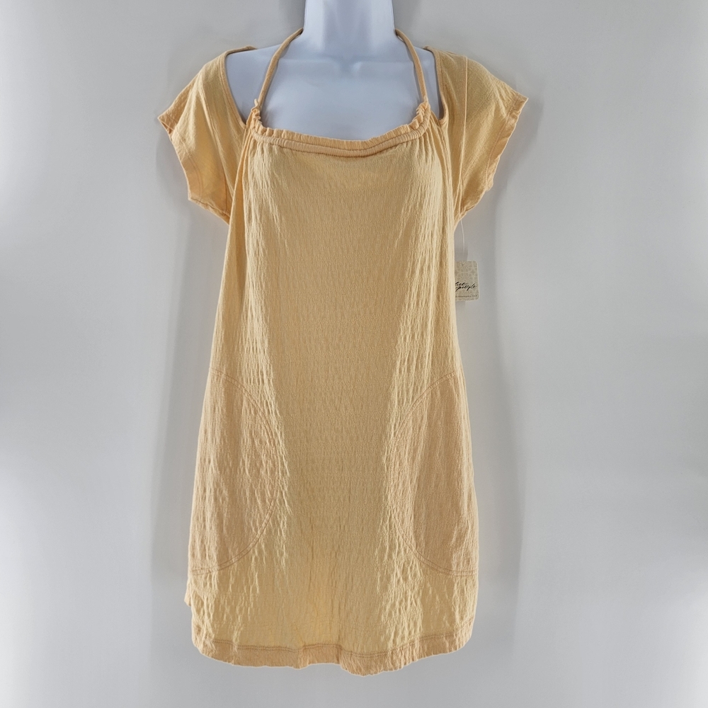 Free People Peach Sunrise Cotton ViVi Stretch Open Back Dress Womens Size XSmall